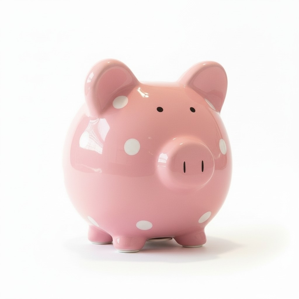 Adorable Pink Piggy Bank with White Dots